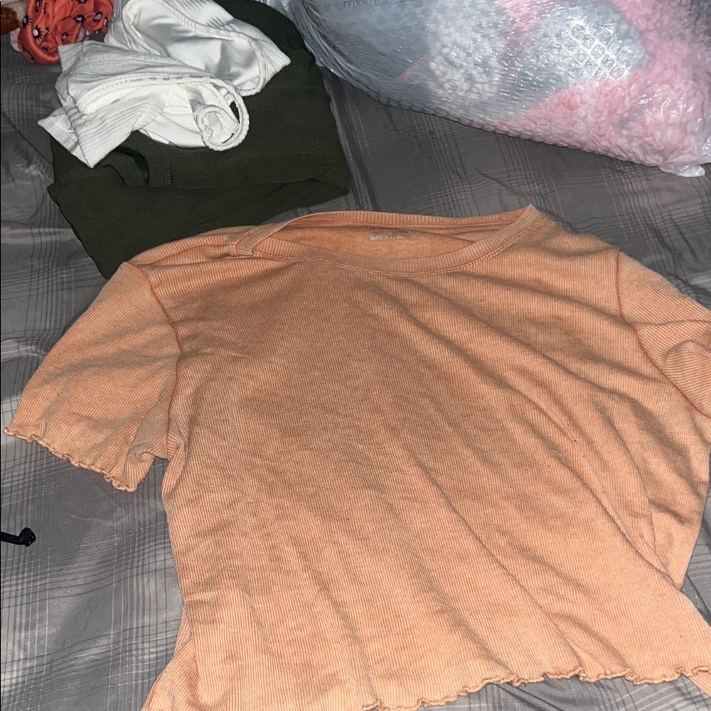 Aerie Coral Ribbed Tee